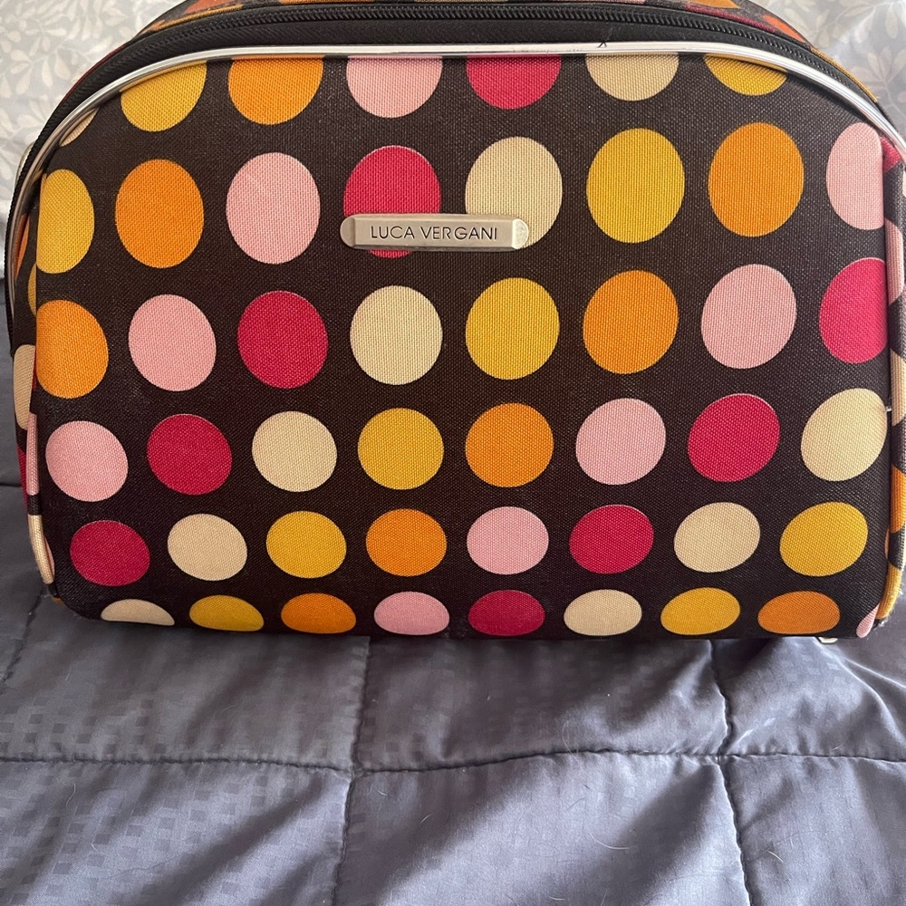 Luca Vertani Red and Yellow Polka Dot Cosmetic Bag